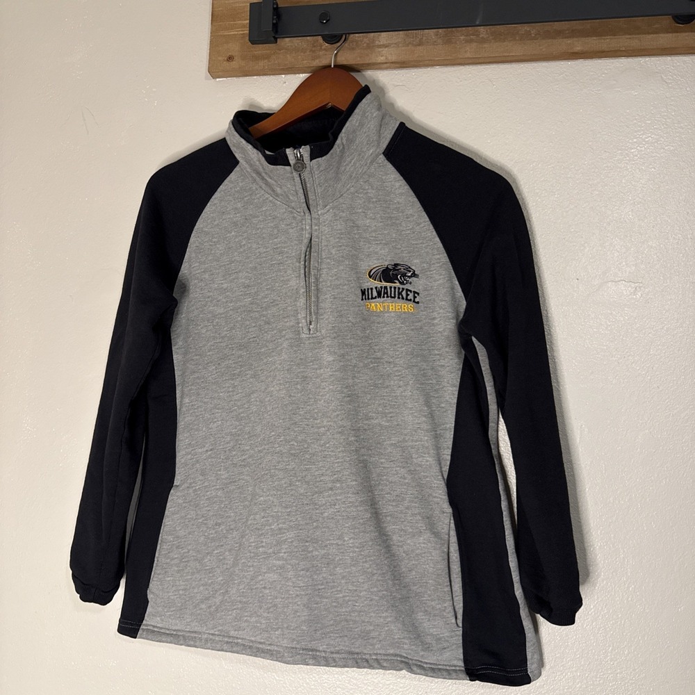 UW Milwaukee Champion  1/4 Zip Sweatshirt Long Sleeve Gray Women's Size‎ XL